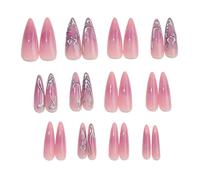 Professional False Nails Stilettos Length Embossed Detail Practical ABS Construction for Bridal Event Nightlife French Tip Nail