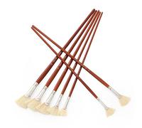 Professional Fan Brush for Painting 7pcs Oil Paint Brushes Set with Hog Bristle Natural Hair and Long Wood Handle Artist Fan Brushes for Acrylic/Watercolor Painting