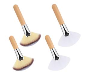 Professional Fan Brush, Multi Purpose Powder Applicator, Gentle Bristles with Softs Touch, Wooden Handle Cosmetic Brushes, Makeup Brush with Sl esign, Facial Blush for Daily Use