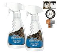 Professional Fast-Acting Rust Remover Spray, Heavy Duty Metal Oxidation Cleaner for Car Maintenance, Bike Chains and Garden Tools, Deep Penetrating Multi-Surface Iron Powder Remover (2Pcs)