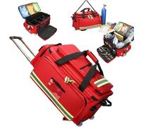 Professional First Aid Responder Backpack, Large Capacity Trauma Bag with Removable Trolley, for Travel Camping Hiking