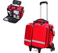 Professional First Aid Trolley Bag with Wheels, Large Capacity Waterproof Emergency Trauma Kit for Paramedics and Outdoor Use