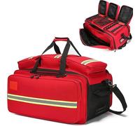 Professional First Responder Bag Empty, Large Capacity Medical Bag Organizer with Multiple Compartment,Trauma Bag Ideal for EMT, EMS, Paramedics(Red)