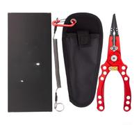 Professional Fishing Pliers Aluminium Alloy - Multi-Tool Hook Extractor & Split Ring Plier - Sturdy Tackle Gear for Surf Fishing 190mm(Red)