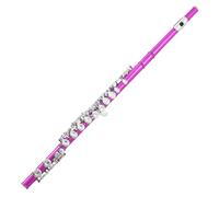 Professional Flute 16 Closed Hole C Tone Nickel Plated Flute With Silver E Key Professional Performance(Rose Red)