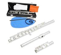Professional Flute 16 Holes Silver Flute Close Key The E Key Flute Flute With Case Gloves Tuning Rods