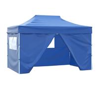 vidaXL Professional Folding Party Tent with 4 Sidewalls 3x4 m Steel Blue UK GF0