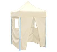 vidaXL Professional Folding Party Tent with 4 Sidewalls Steel Cream 2m Canopy