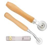 Professional Folding Tool Set with Wooden Handle, Drawing Wheel and Soft Tape Measure for Paper Crafts, Gift Wrapping, Flexible Tape Measure