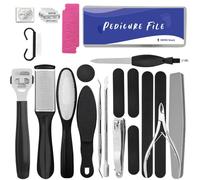 Professional Foot Scrubber Pedicure Sets for Feet Pedicure Tools Set Foot File Pedicure Kit Stainless Steel Foot File Pedicure and Manicure Set 22 in 1 Foot Care Kit Women Men Salon or Home(Black)