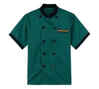Professional Full Sleeves Chef Jacket Black Men White Personalised Safety Protective Long Sleeve/Short Sleeve for Grey Chefs (Green, XL)