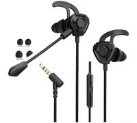 Professional Gaming Headset Wired Earbuds With Removable Microphone Low Delay Audio For Competitive Play On Smartphone And Computer Black(A)