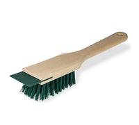 Professional Garden Cleaning Brush & Scraper - Heavy Duty Wooden Handle with Stiff Bristles - For Lawn Mowers, Artificial Grass, Boots & Wellies - Outdoor Scrubber for Gardeners & Landscapers