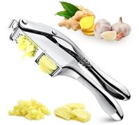 Professional Garlic Press Slicer Mincer Crusher Stainless Steel Ergonomic Handle Peeler Squeezer Easy to Use & Clean Ginger Rust Proof & Dishwasher Safe Kitchen Tools