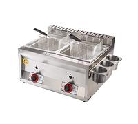 Professional Gas Fryer, 20L Double cylinder gas fryer Tank Stainless Steel Chicken Chips Fryer with Basket Scoop for Commercial Restaurant Home kitchen