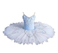 Professional Girl Ballet Tutu, Blue Figure Skating Competition Dress Pancake Swan Lake Tutu Ballerina Costumes Dancing Costume,Blue,160