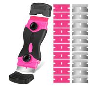 Professional Glass Cleaner with 20 Blades, Glass Scraper, Straight Handle for Glue, Glass Scraper, Oven Scraper, Colour, Decals, Hob and Oven