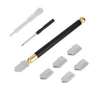 Professional Glass Cutter Tool with 6 Replaceable Blades Screwdriver & Oil Dropper, Alloy Handle Cutter Kit for Cutting Stained Glass Mirror Tiles