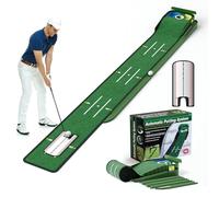 Professional Golf Putting Mat with Auto Ball Return Track & Putting Mirror, Golf Practice Training Mat for Men Playing Golfs Game at Home Office or Backyard (Golf Putting Green)