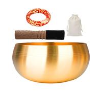 Professional Grade Brass Sound Bowl Complete Packet with Padded Gavel Rings Base Fabric Travel Bag Buddhist Prayer Bowl Set