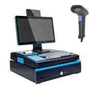 Professional-Grade Cash Register-Integrated Thermal Printer and Cash Drawer-A Complete, System Designed Specifically for Retail Stores, Restaurants, and Cafés.(Blue,Double-sided)