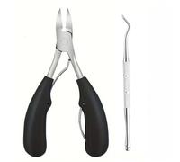 Professional Grade Concave Stainless Steel Nail Clippers for Thick Nails and Ingrown Toenails Sharp Curved Blade for Easy Trimmi,C663,Black 2pcs