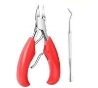 Professional Grade Concave Stainless Steel Nail Clippers for Thick Nails and Ingrown Toenails Sharp Curved Blade for Easy Trimmi,C663,red 2pcs