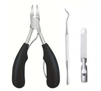 Professional Grade Concave Stainless Steel Nail Clippers for Thick Nails and Ingrown Toenails Sharp Curved Blade for Easy Trimmi,C663,Black 3pcs