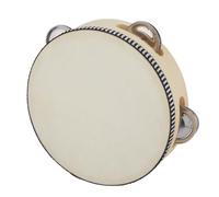 Professional-grade Musical Tambourines, A Circular Percussion Instrument, Featuring A Sheepskin Drumhead, Wooden Frame, and 4 Pairs of Steel Bells, Perfect for KTV Parties (10-inch)