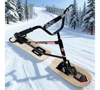 Professional - Grade Snowmobile Scooter - Scooter sled - 360° Rotating Skis On Sturdy Aluminum Frame, 5-Layer Maple Footboard Supports 100kg, for Teen/Adult Riders On Park Slopes Yellow