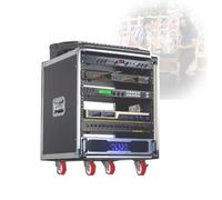 Professional grade Strength 10U PA DJ Rack, 19.5" Deep Rolling Enclosure with High-quality aluminum alloy trim, Heavy-Duty Latches, Tour-Ready Mobile Workstation(C1)