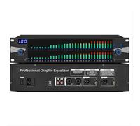 Professional Graphic Equalizer, Dual 31-Band Spectrum Display, Audio Processor, 10 Preset Effects Saved, Treble/midrange/bass Independent Adjustment, For KTV Stage Performance
