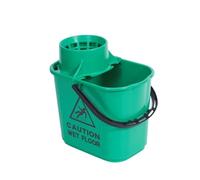 2Work Plastic Mop Bucket with Wringer 15 Litre Green 102946GN FREE DELIVERY
