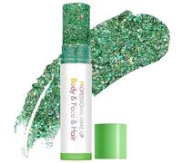 Professional Green Glitter Makeup Stick for Face, & Hair - Chunky Holographic Shimmer with Multicolour Sparkling Particles for Festival Party Rave Cosplay and Carnival Events, Long Lasting No Mess