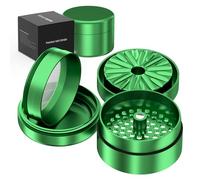 Professional Grinder 100% Anodised Aircraft Aluminium with N52 Magnets | 63 mm Ø with New Premium Crushing System | 4 Parts Metal Grinder and Large Capacity for Spices and Herbs (Green)