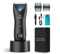 Professional Groin Body Hair Trimmer Ball Shaver for Men Body Grooming Clipper Rechargeable Ceramic Trimmer Bikini Epilator (Black)