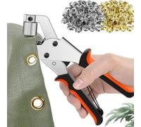 Professional Grommets Kit, Multi-Functional Grommet Handheld Pliers, 3/8 Inch Heavy-Duty Portable Eyelet Setter Tool, for Punching Round Holes in Leather, Belts, Tarps, Fabric (50 Gold+50 Silver)