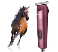 Professional Grooming Electric Corded 2-Speed Horse Clipper with Detachable Blade - Cool & Quiet Running Design - Includes Size T84 Blade for Complete Horse Grooming - Burgundy