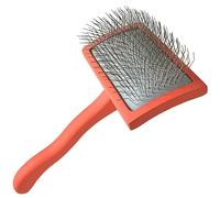 Professional Grooming Large Slicker Brush for Dematting Goldendoodles, Labradoodles, Poodles - Long Stainless Steel Pins for Thick Coats, Red - [TaiQiang]