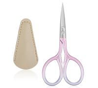 Professional Grooming Mini Scissors with Stainless Steel Straight Tip, 3.5 Inch Pink Small Scissors Beauty with Leather Case for Personal Care Facial Hair Removal and Ear Nose Eyebrow Trimming(Pink)