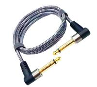 Professional Guitar Audio Cable 1pcs Nylon Braided Pedal Cable Effect Cord Replacement Electric Guitar Patches Right Angle Board(100cm)