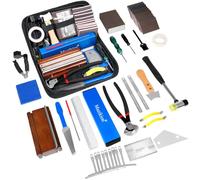 Professional Guitar Repairing Maintenance Setup Tool Kit with Fret Puller Hammer Leveling Beam Crowning Dressing Beveling Files Measuring Ruler Gauges Slot Cleaning Saw for Luthiers Enthusiasts