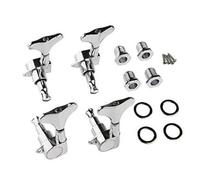 Professional Guitar String Tuning Pegs Bakelite Bass 4 Tuning Pegs Alloy Fully Enclosed Winding Silver Black(Silver)
