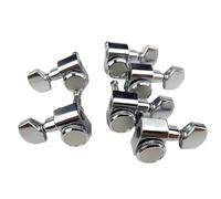 Professional Guitar Tuning Pegs 1 Set 6 In-line No Screw Locking Electric Guitar Machine Heads Tuners String Tuning Pegs Chrome Silver(Silver 4R2L)