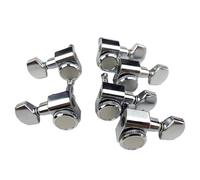 Professional Guitar Tuning Pegs 1 Set 6 In-line No Screw Locking Electric Guitar Machine Heads Tuners Lock String Tuning Pegs(Silver 4R2L)