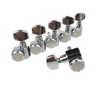 Professional Guitar Tuning Pegs 6 In-line No Screw Locking Electric Guitar Machine Heads Tuners Lock String Tuning Pegs(Silver 6L left)