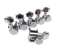 Professional Guitar Tuning Pegs 6 In-line No Screw Locking Electric Guitar Machine Heads Tuners String Tuning Pegs Chrome Silver(Silver 6R)