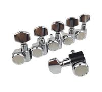 Professional Guitar Tuning Pegs 6 In-line No Screw Locking Electric Guitar Machine Heads Tuners String Tuning Pegs Chrome Silver(Silver 6L)