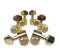 Professional Guitar Tuning Pegs 6 In-line No Screw Locking Electric Guitar Machine Heads Tuners String Tuning Pegs Chrome Silver(Gold 3R3L)
