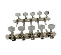 Professional Guitar Tuning Pegs Double Hole Square Head Guitar Tuning Peg Open Button Headpiece Knob Mandolin Upper Reel(10 String A)